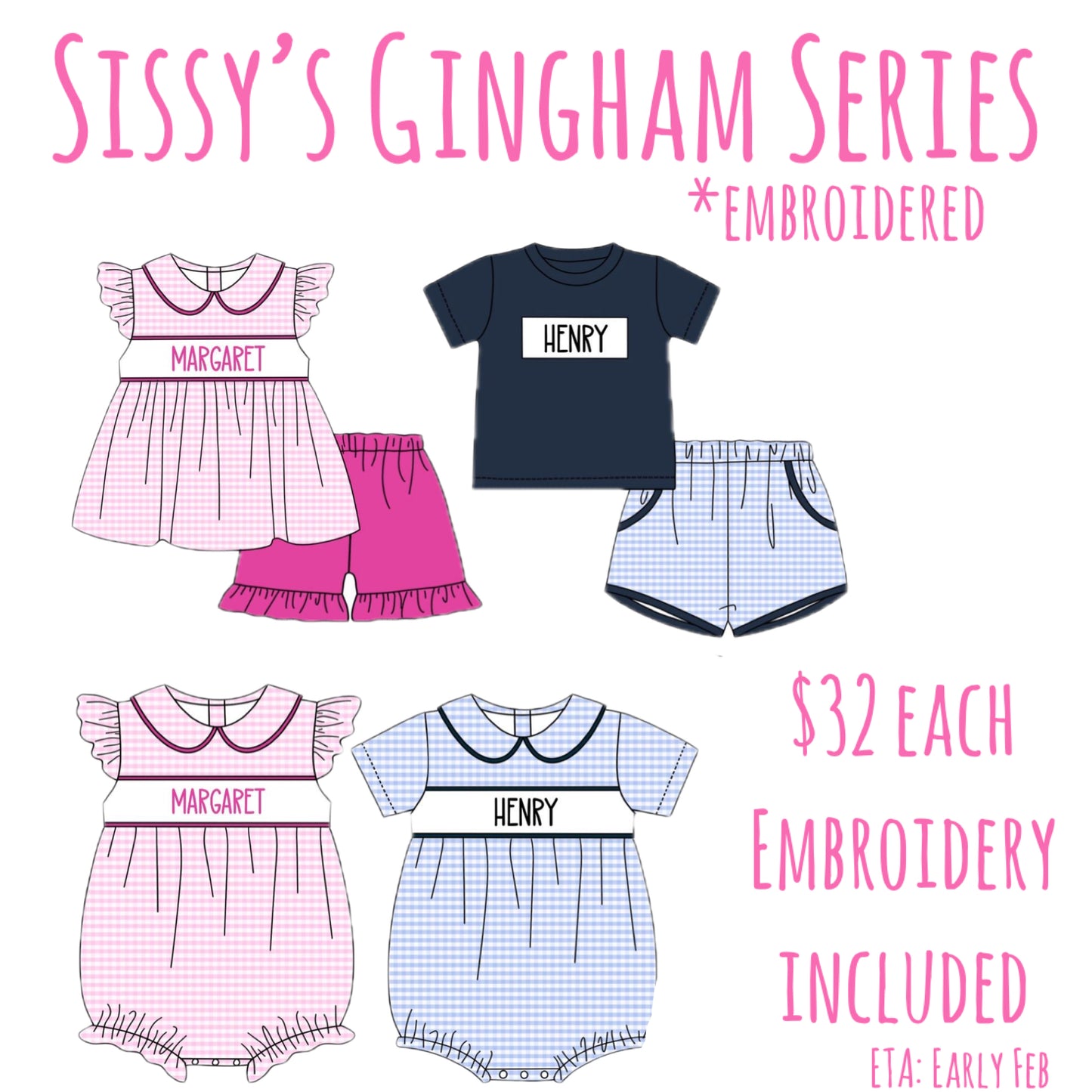 *PRE-ORDER* Sissy’s Gingham Series Customized Collection