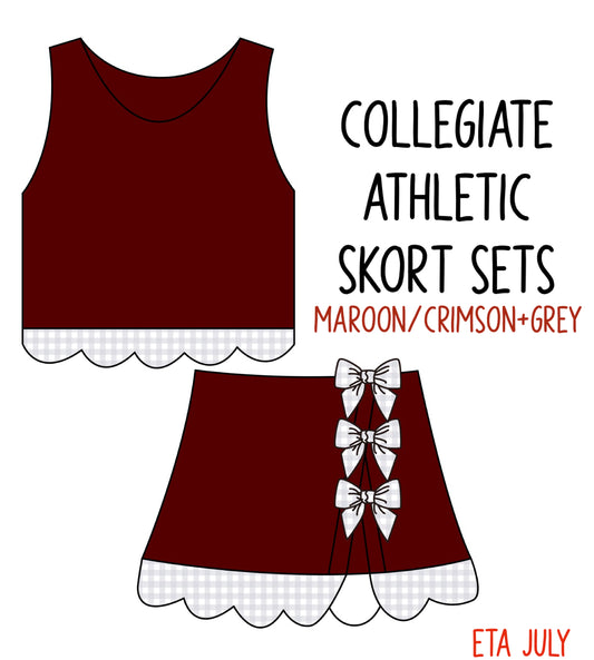 *PRE-ORDER* Collegiate Athletic Skort Sets - Maroon/Crimson+Grey