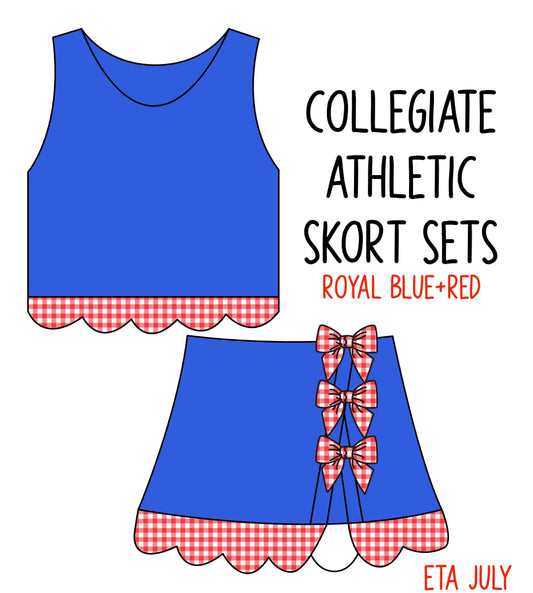 *PRE-ORDER* Collegiate Athletic Skort Sets - Royal Blue+Red
