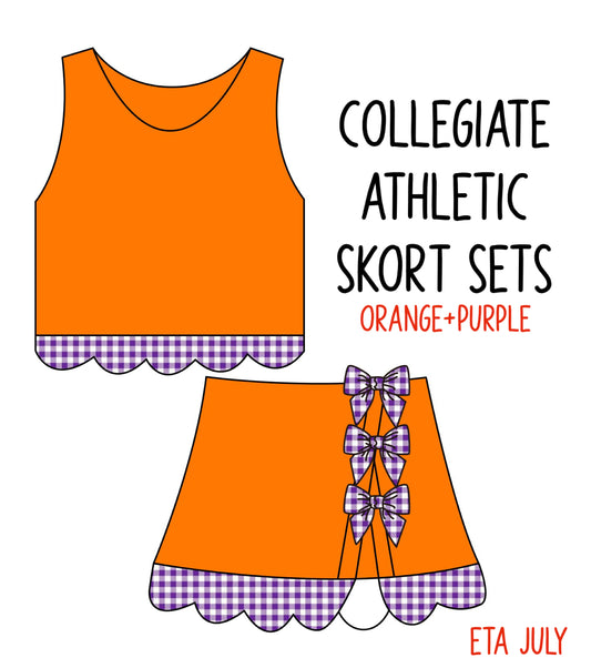 *PRE-ORDER* Collegiate Athletic Skort Sets - Orange + Purple