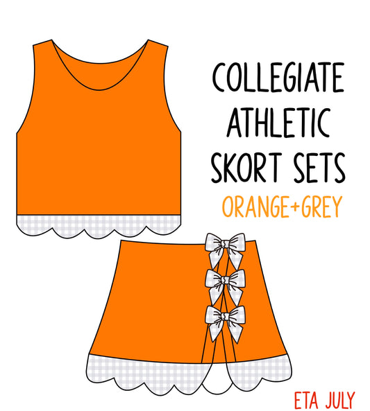 *PRE-ORDER* Collegiate Athletic Skort Sets - Orange+Grey
