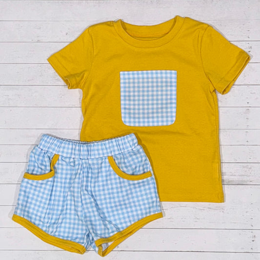 Mustard Gingham Short Sets