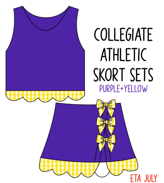 *PRE-ORDER* Collegiate Athletic Skort Sets - Purple+Yellow/Gold