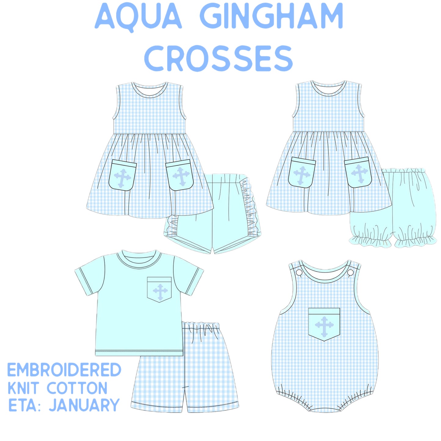 *PRE-ORDER* Aqua Gingham Crosses Collection