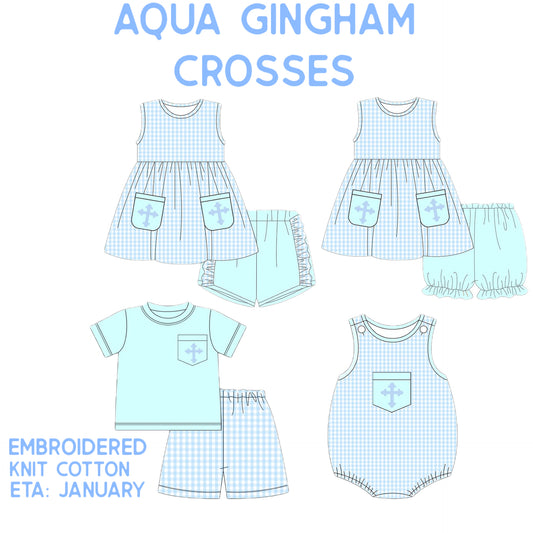*PRE-ORDER* Aqua Gingham Crosses Collection