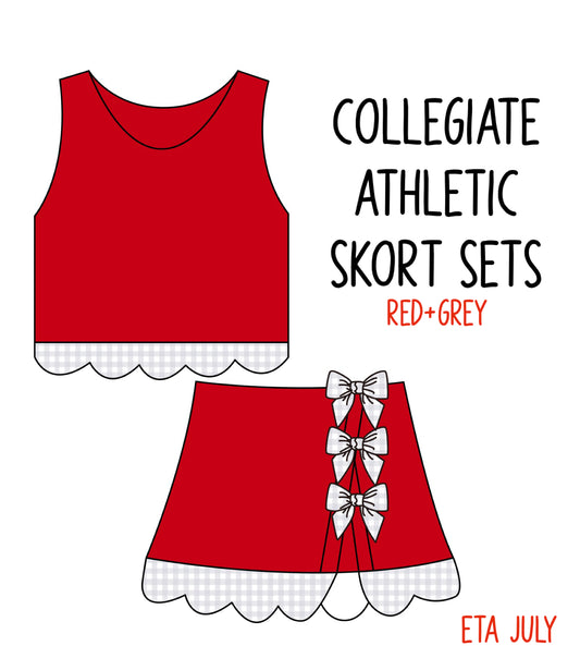 *PRE-ORDER* Collegiate Athletic Skort Sets - Red+Grey