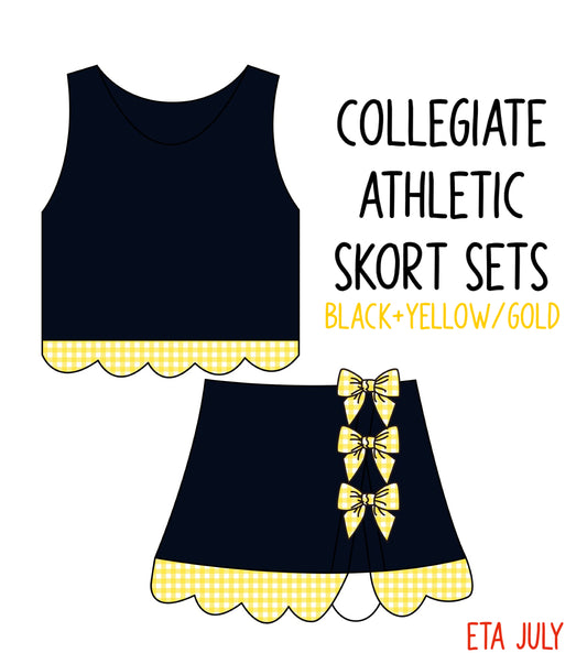 *PRE-ORDER* Collegiate Athletic Skort Sets - Black+Yellow/Gold
