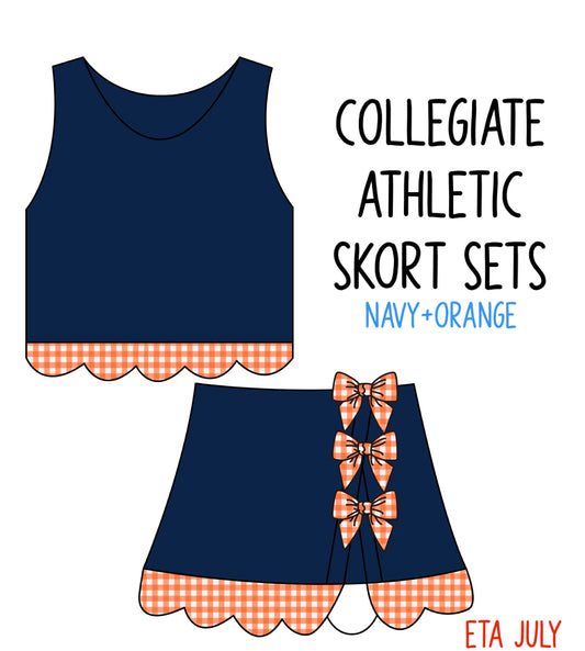 *PRE-ORDER* Collegiate Athletic Skort Sets - Navy+Orange
